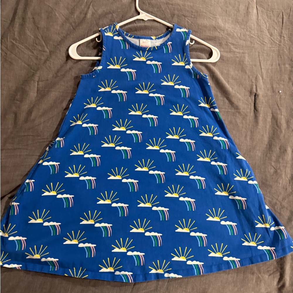 Hanna Andersson Blue Dress with Sun and Rainbow Design